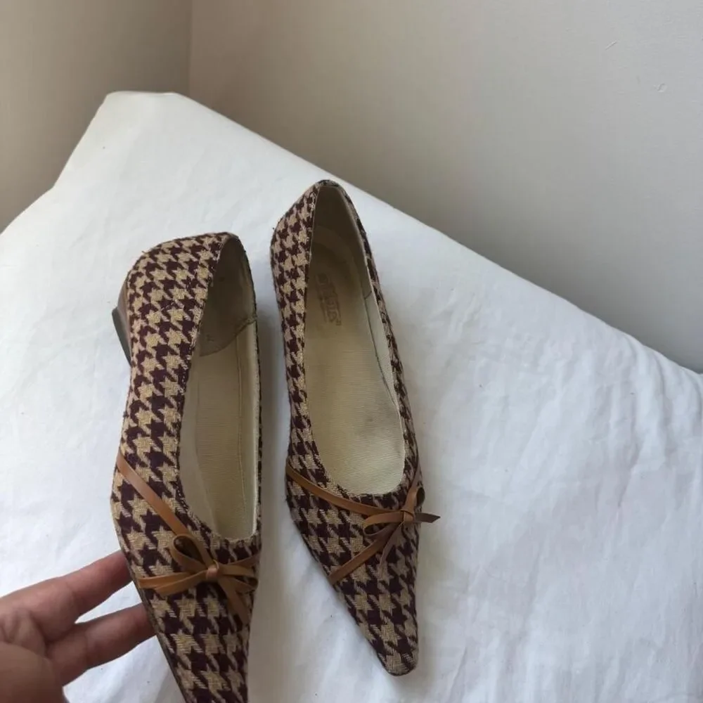 Vintage Y2K Seychelles Soft Style Houndstooth Bow Pumps – Size 6